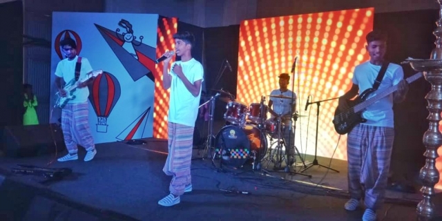 The band performing "This Is Living" at a competition in Mumbai. So proud of them.