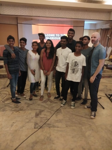 The full band at church