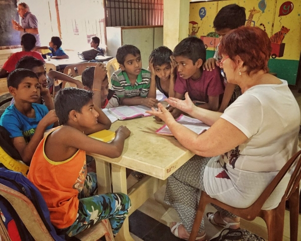 Mum - the teacher at work, helping with study time